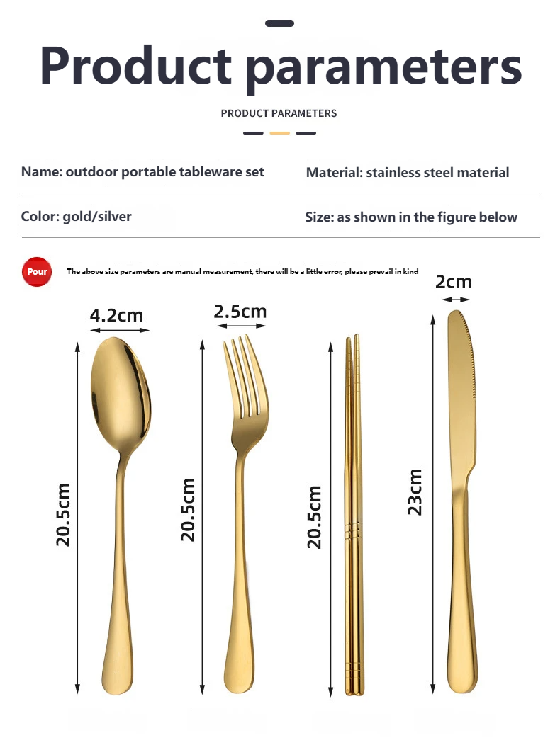 Outdoor-Edelstahl-Geschirrset, tragbarer, hochwertiger Grillteller für Reisen und Camping, Grillzange, Messer, Gabeln und Löffel_voghion.com