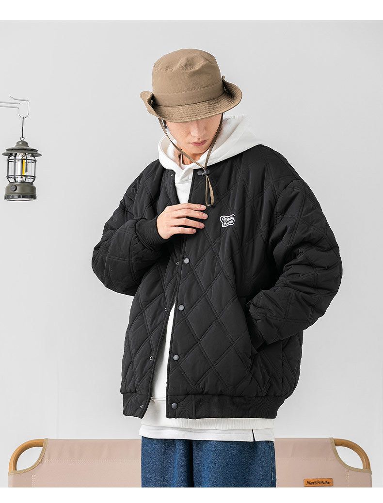 Steppjacke mit Baseballkragen für Herren – Streetwear-Wintermantel mit lockerer Passform und Rautenstich-Design_voghion.com