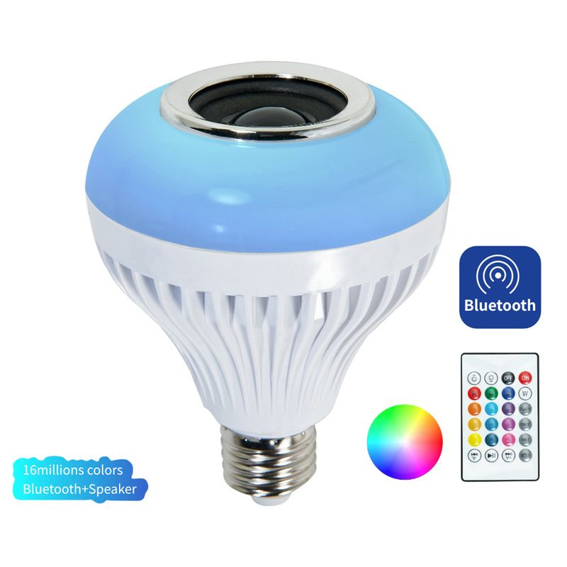 Hitech Kablosuz Bluetooth uyumlu E27 LED Ampul Müzik Çalma Lambası Uzaktan Kumandalı_voghion.com