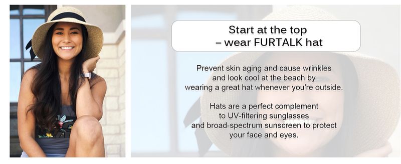 Cappello da spiaggia da donna FURTALK, in paglia, con protezione UV UPF 80+, pieghevole, da viaggio, estivo, con protezione UV_voghion.com