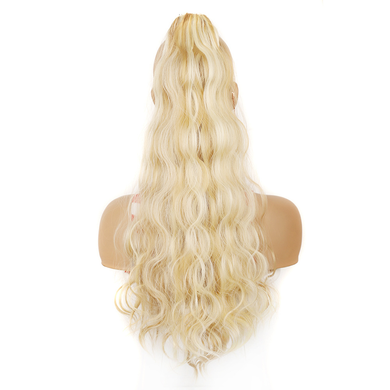 Cabelo sintético multicolorido peruca rabo de cavalo feminino rolos de frango onda fibra química cabelo longo encaracolado_voghion.com