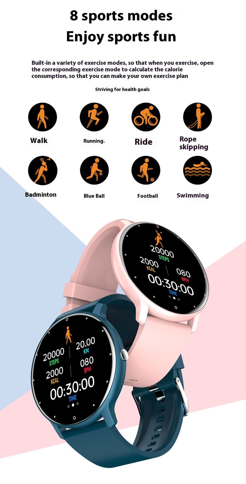 Cross Border ZL02D Smartwatch impermeabile a lunga durata per pressione sanguigna, ossigeno, orologio sportivo da esterno_voghion.com