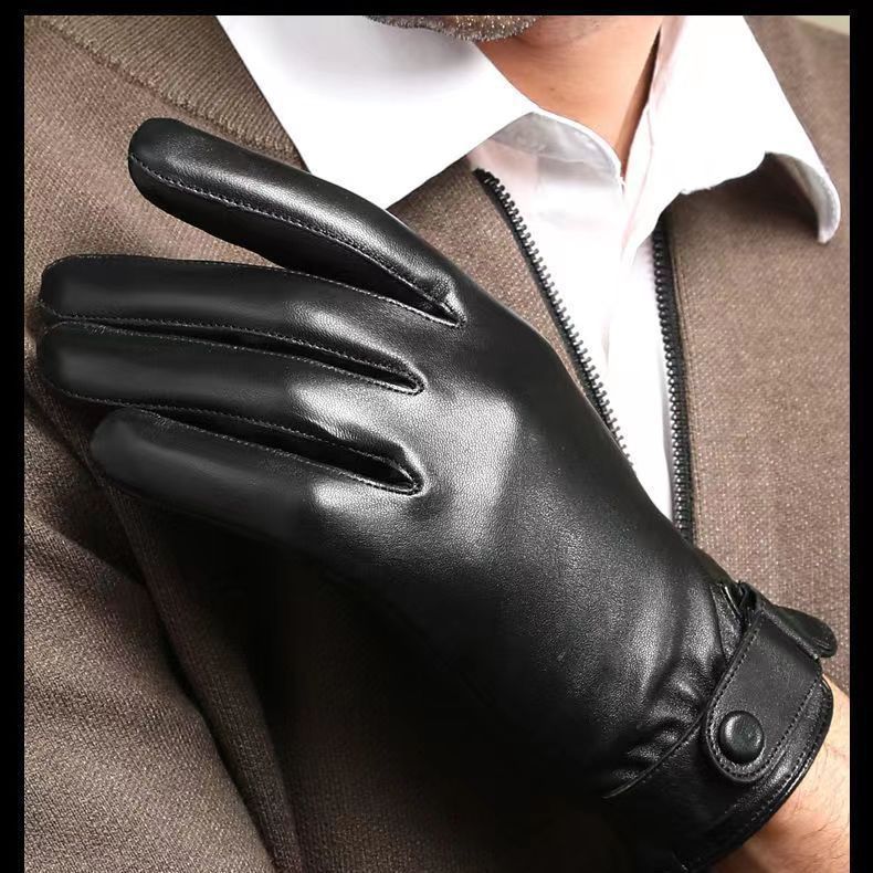 Guanti in pelle spessa di pecora, guanti in pelle monostrato, guanti in pile ispessiti, guanti eleganti da lavoro, guanti ultrasottili_voghion.com