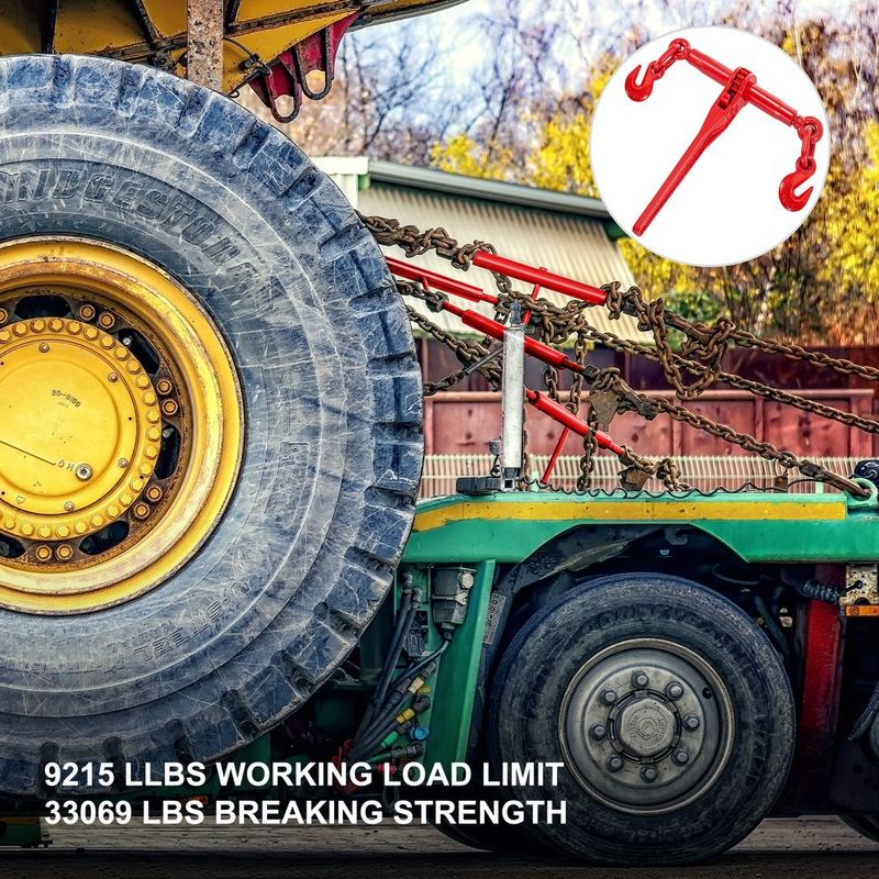 VEVOR 9215LBS 3/8" – 1/2" Ratchet Binders 9,215 LBS Secure Working Load, G70 Hooks And Adjustable Length, For Grade 70-80 Chains, Tie Down, Hauling, Towing, 2-Pack, Red_voghion.com