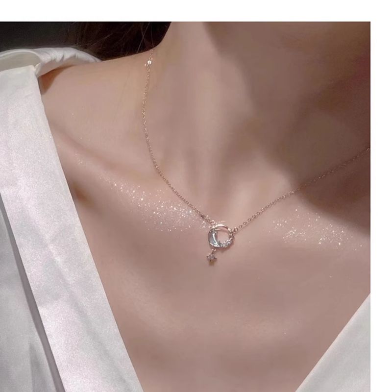 Inlaid Diamond Bow Necklace For Women, High-End Elegant Versatile Pendant Collarbone Chain, Light Luxury Niche Design_voghion.com
