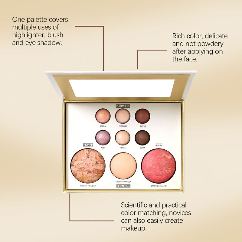 Gilded Eyeshadow Contour Blush Highlighter Lidschatten Aufhellender, vielseitig verwendbarer, umfassender Make-up-Palette_voghion.com