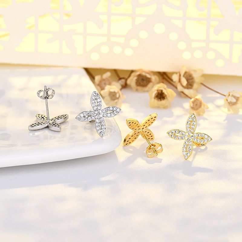 Fashionable flower earrings for women, pure silver needle earrings, high-end feeling, simple and exquisite small_voghion.com