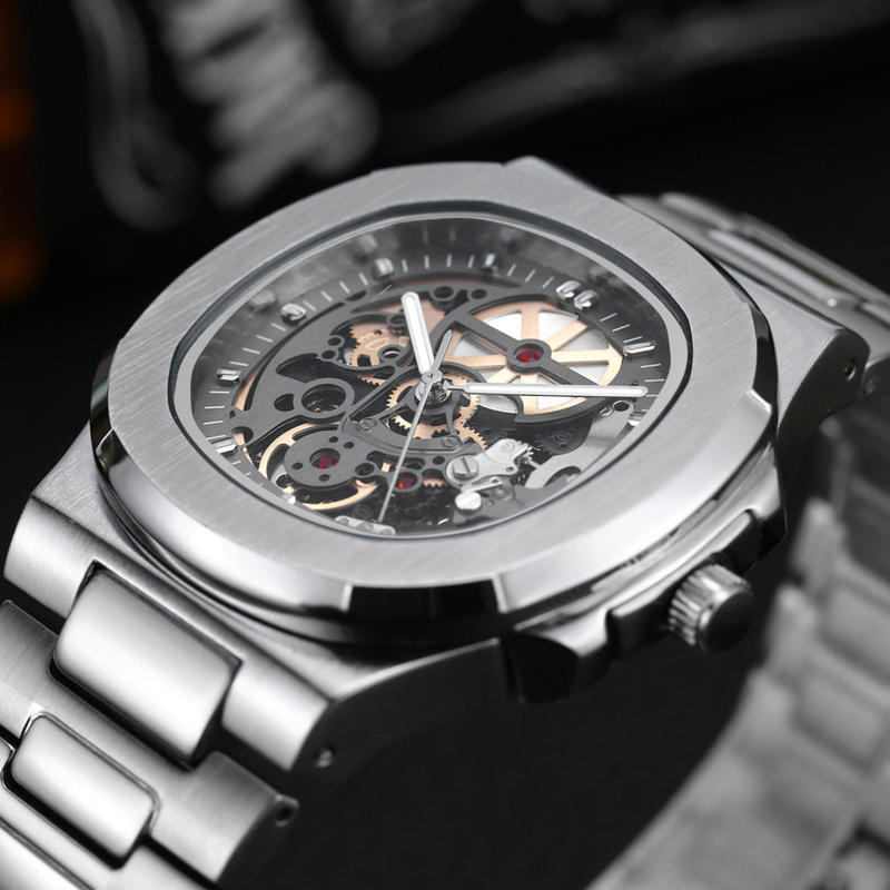MISFOX Mechanical Nautilus Fully Automatic Hollow Business Steel Strip Waterproof Glow Brand Men's Watch_voghion.com