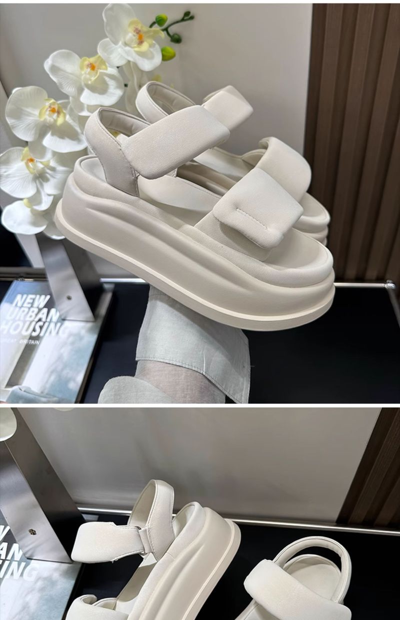 Dicke Sohle Klettverschluss Sandalen für Frauen 2025 Neue Sommer Outdoor Strand Schuhe Slip-On Casual Slides_voghion.com