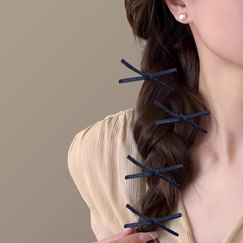 Nuevas pinzas para el pelo de mezclilla coreana con lazos bonitos, pinzas para el pelo con flequillo para chica dulce_voghion.com