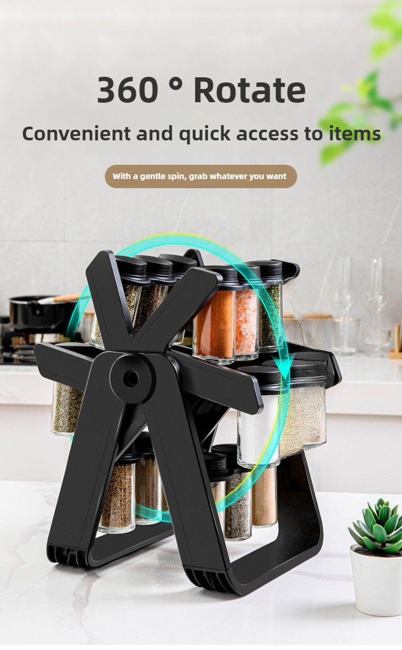 Set di portabottiglie in vetro speciale per condimenti, con ripiano girevole creativo, per la cucina, per la classificazione dei condimenti, per la conservazione, sigillato e a prova di umidità_voghion.com