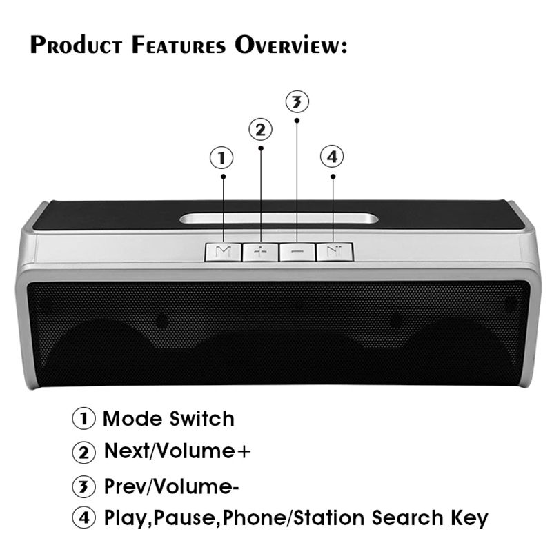 Haut-parleur Bluetooth multifonction de bureau NBY 6690 TWS Couplet FM (argent)_voghion.com