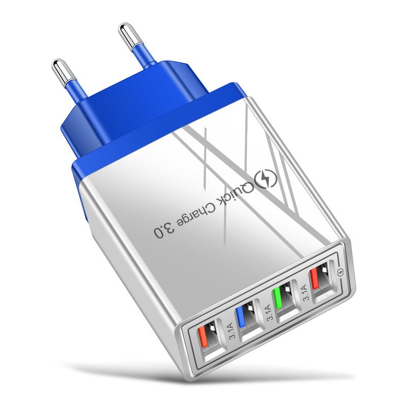 Unbeatable Quality Color 4USB Mobile Phone 3A Tablet Travel Charging Head, American And European Standard Charger_voghion.com