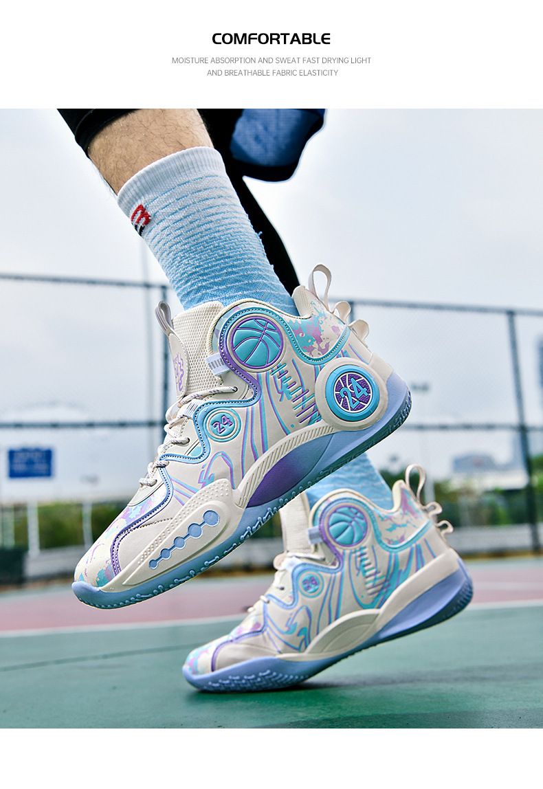 Large Size Basketball Shoes Summer Breathable Youth Sports Shoes Cement Ground Actual Combat Shoes High Top Outdoor Running Shoes_voghion.com