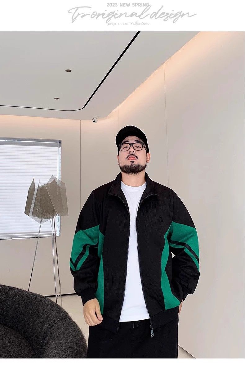 Men's Clothing Plus Size Casual Contrast Color Stitching Design Jacket Loose Versatile Stand Collar Jacket_voghion.com