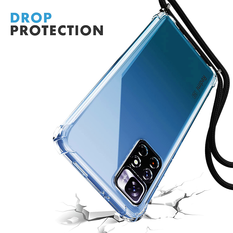 Cu carcasă din silicon cu șnur lung cu Halterneck pentru Xiaomi Mi 12 12X 11 11T 10 10T Pro Lite Poco X4 X3 M4 M3 Pro F3 Clear Sof_voghion.com