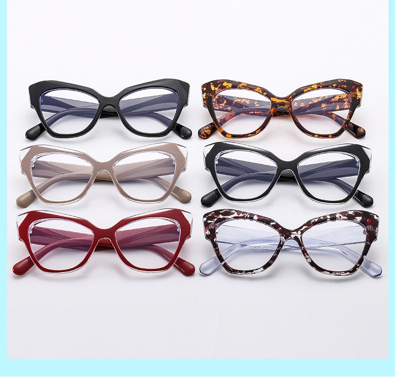 Montature per occhiali da donna, occhiali da vista piatti a forma di occhio di gatto, nuovi occhiali alla moda con montatura grande per uomo, occhiali con montatura anti luce blu e colori a contrasto._voghion.com