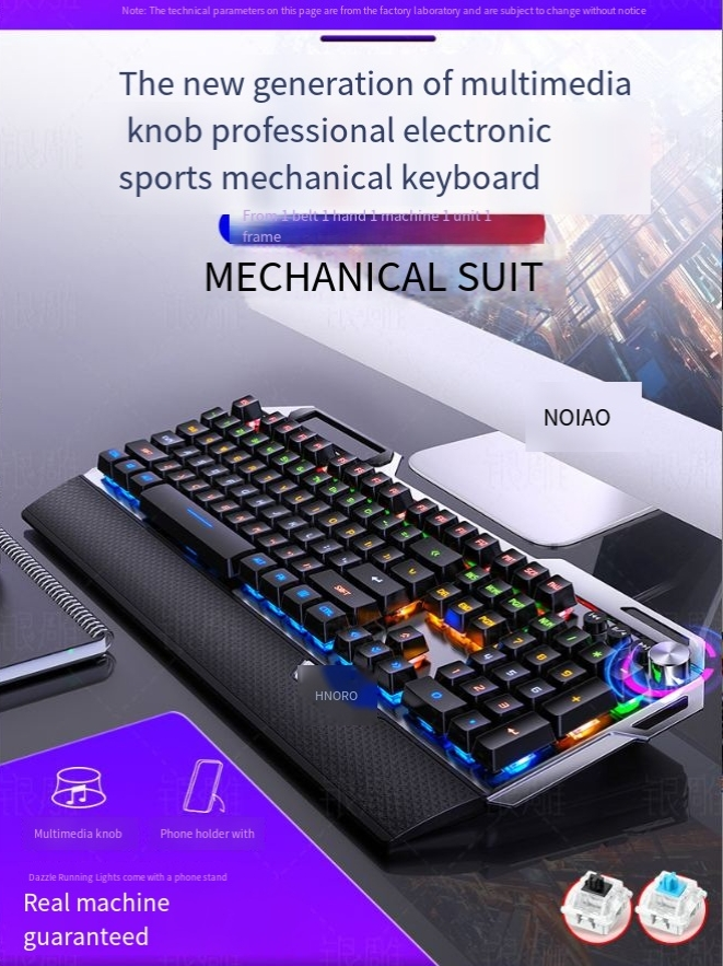 Silber carving K100 metall echt mechanische tastatur hand knopf spiel grün welle verdrahtete USB_voghion.com