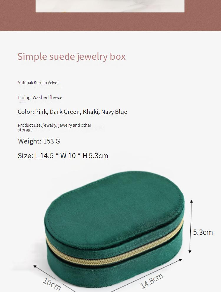 Ovale Schmuckschatulle aus Samt – Vintage-Aufbewahrungsbox mit einer Schicht für Ringe, Halsketten und Ohrringe (elegantes, minimalistisches Design)_voghion.com