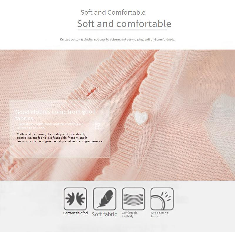 Cardigan en tricot à découpes cœur pour fille – 100 % coton, léger et confortable (90-140 cm, blanc/rose, sécurité classe A)_voghion.com