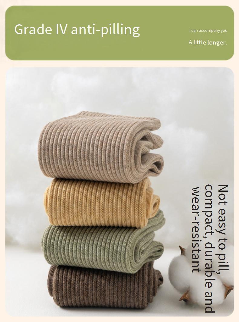 Chaussettes pour femmes en pur coton, chaussettes tube moyennes pour printemps et automne, pur coton antibactérien, déodorant, anti-boulochage, pur coton, couleur unie_voghion.com