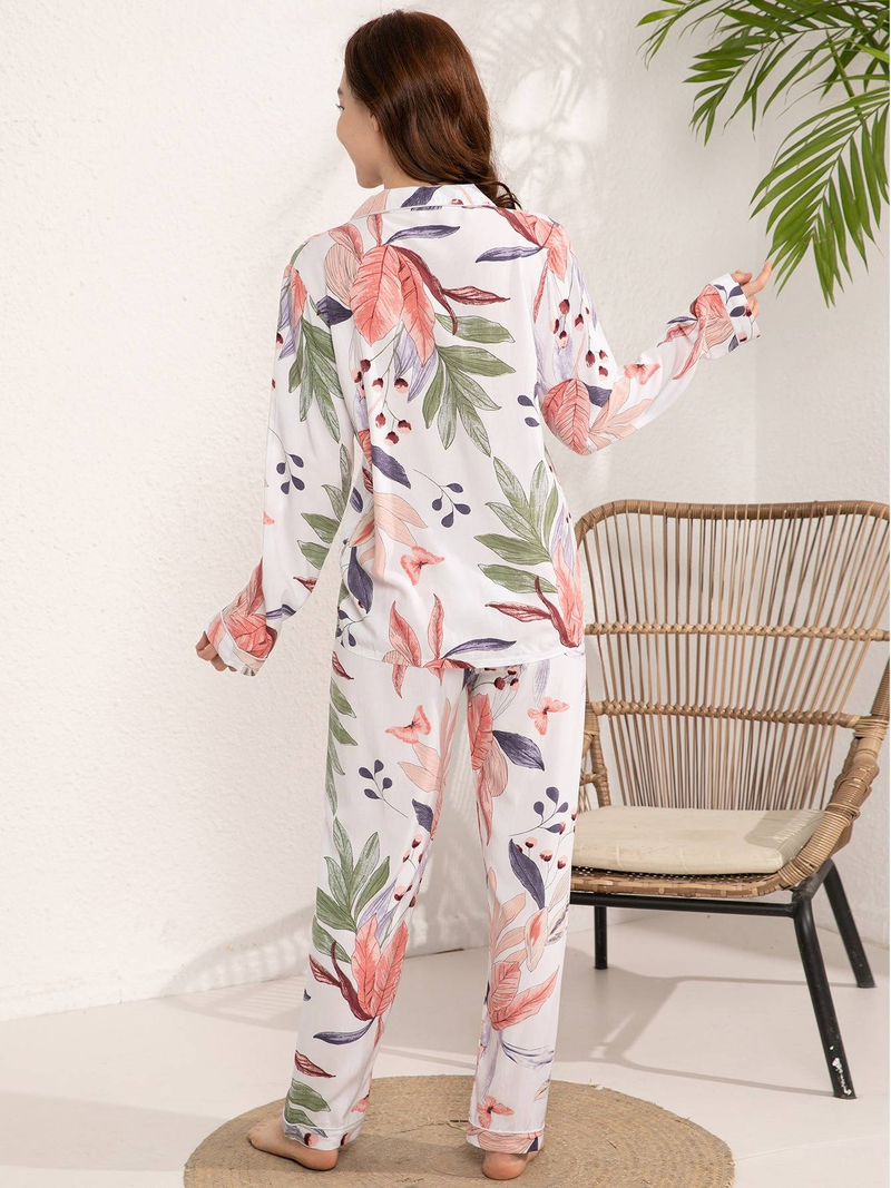 Autumn New 100% Adhesive Long Sleeved Pants Women's Sleepwear Set 3XL Plus Size Long Sleepwear Women's Home Sleepwear_voghion.com