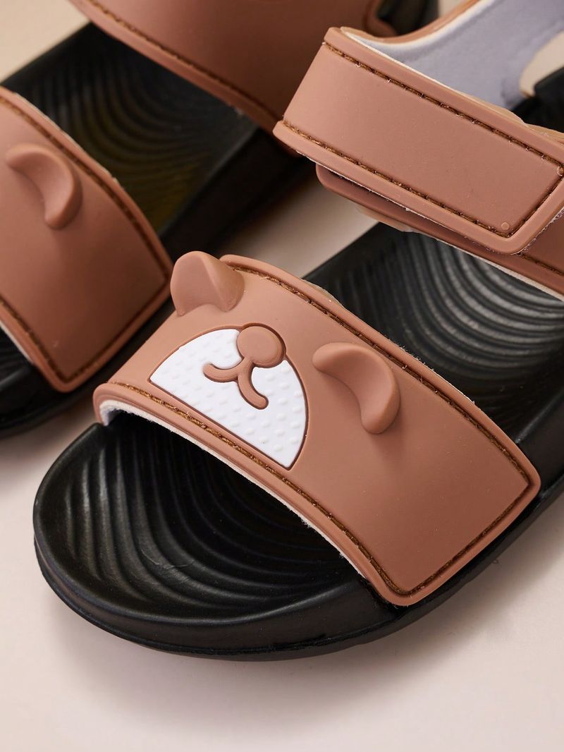 Summer Baby Comfortable, Fashionable, Casual, Lightweight, Trendy, Cute Brown Teddy Bear Flat Sandals_voghion.com
