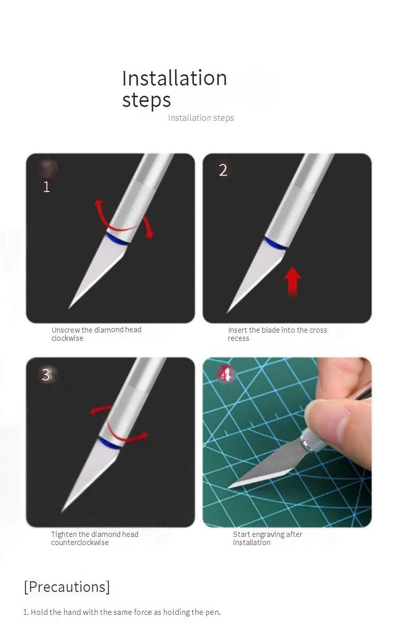 Premium-Bastelmesser-Set aus Aluminium für Scrapbooking, Gummistempel und Heimwerken – Präzisions-Gravierwerkzeug mit austauschbaren Klingen_voghion.com