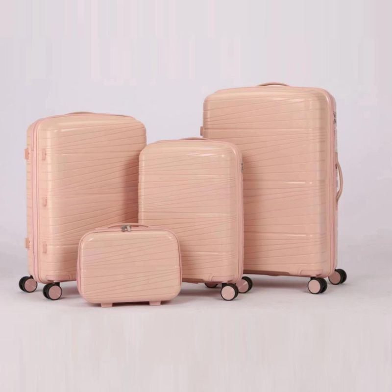 Juego de 4 maletas de polipropileno con cierre de cremallera y ruedas giratorias (13" + 20" + 24" + 28") – Maletas de viaje ligeras y resistentes a los arañazos_voghion.com