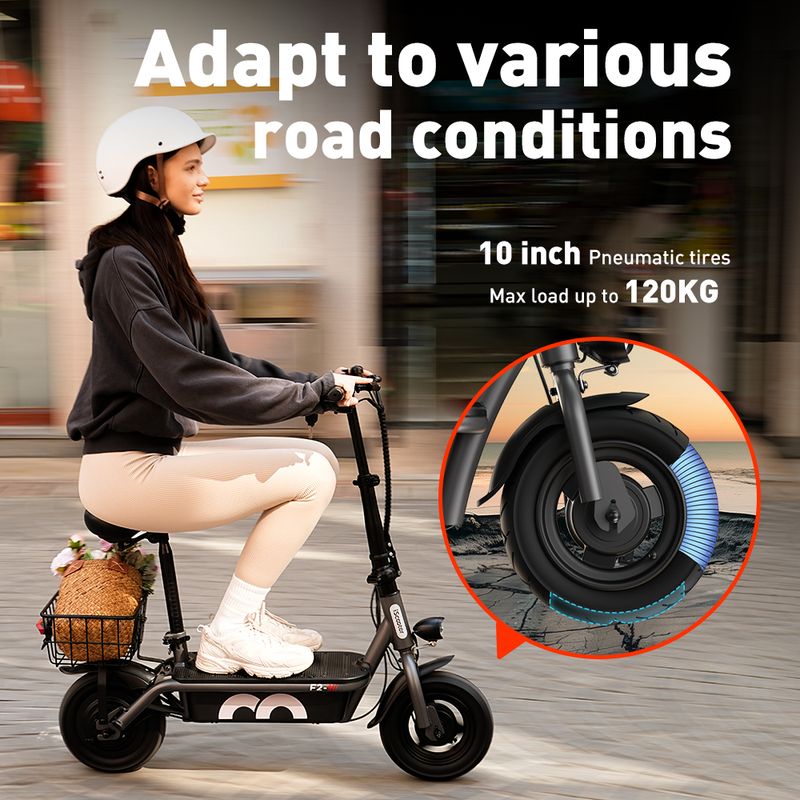 iScooter F2 Elektroroller, 500-W-Motor, 36-V-7,8-Ah-Akku, mit Sitz und Korb, faltbarer Reiseroller für die Stadt._voghion.com