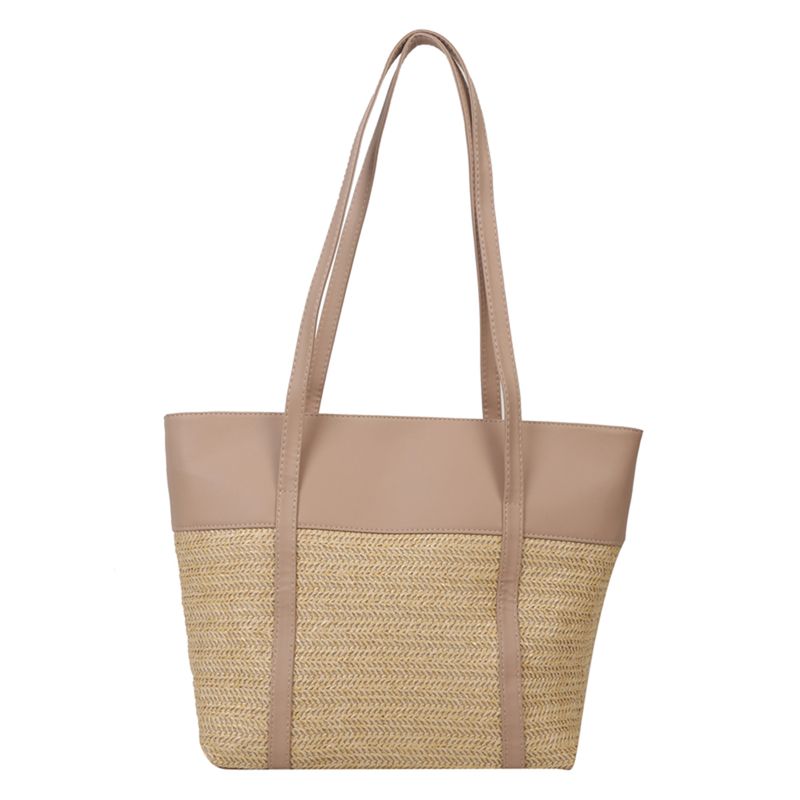 Borse da donna in rattan alla moda con tracolla intrecciata in Wikcer, borse da spiaggia estive di grande capacità in paglia, borse casual_voghion.com