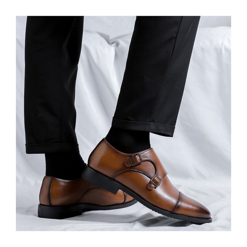 Suit Fancy Buckle Bryllup Brudgommen Lædersko_voghion.com