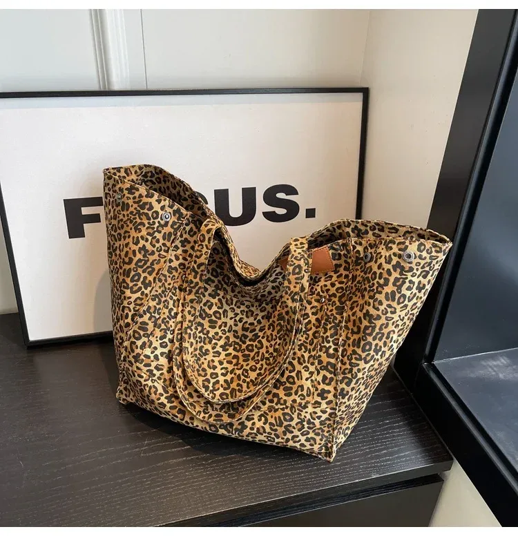 Leopard Design 2023 Shopper di moda coreana Grandi borse per la spesa per donna Borsa a tracolla per ragazza di grande capacità_voghion.com