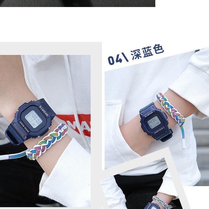 Student Children Unicorn Square Matcha Green Small Block Waterproof Luminous Alarm Electronic Watch_voghion.com