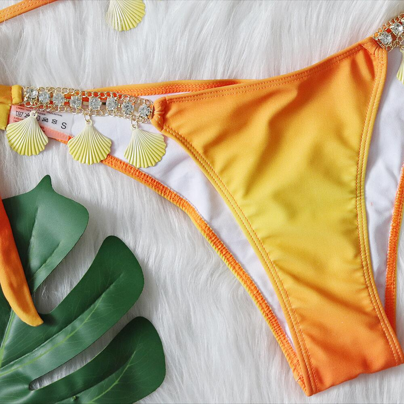 Maillot de bain fendu pour femmes, maillot de bain de luxe en cristal et diamants, coque de bikini_voghion.com