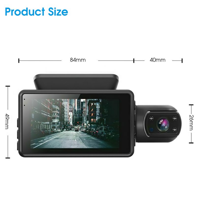 Grabadoras de coche con doble lente de 1080P, DVR para coche, cámara frontal y trasera, grabadora de vídeo para salpicadero, grabadoras de vídeo con visión nocturna, cámara para salpicadero_voghion.com