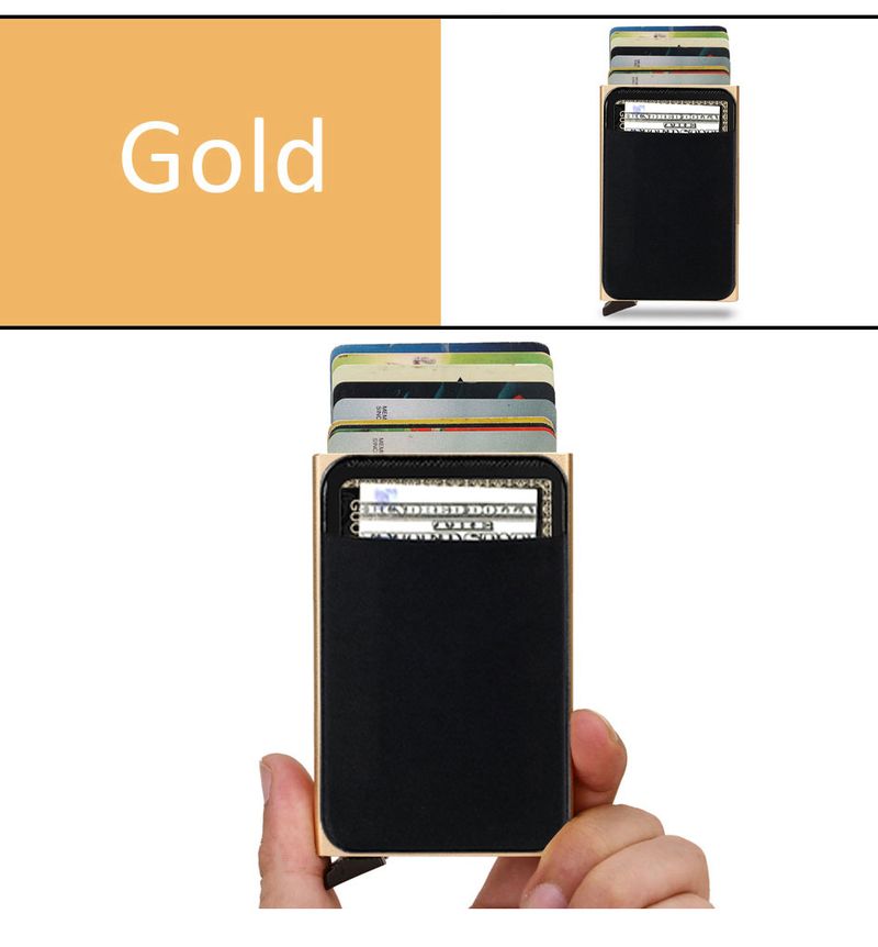 Porta carte di credito automatico a scomparsa in metallo a doppio strato da uomo, antifurto, anti-smagnetizzazione, scatola portaoggetti con grande capacità_voghion.com