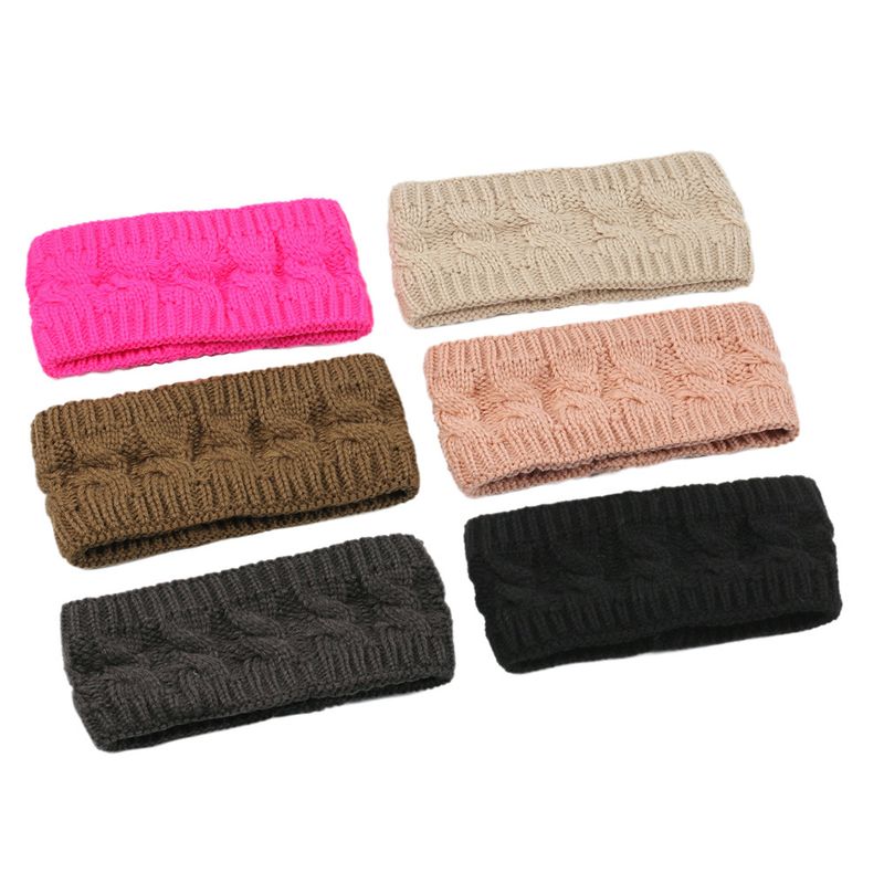 Bandeau en peluche tricoté en laine frite torsadée, couvre-chef élargi pour hommes et femmes, automne et hiver, chaud, sport, oreille_voghion.com