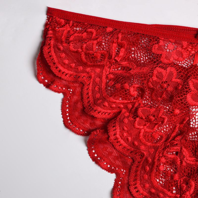 Women's Intimates New Bow Deep V Jacquard Two Piece Sexy Lingerie_voghion.com