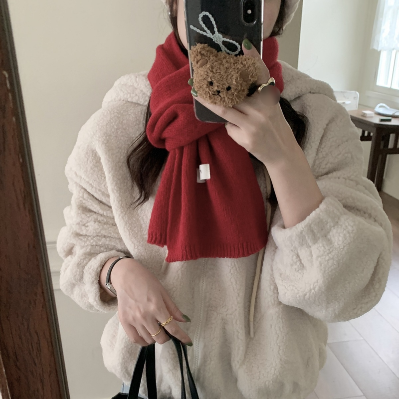 New Winter Women's Scarf Solid Color Soft Sticky Versatile Korean Couple Fashion Student Basic Knitted Warm Neck_voghion.com