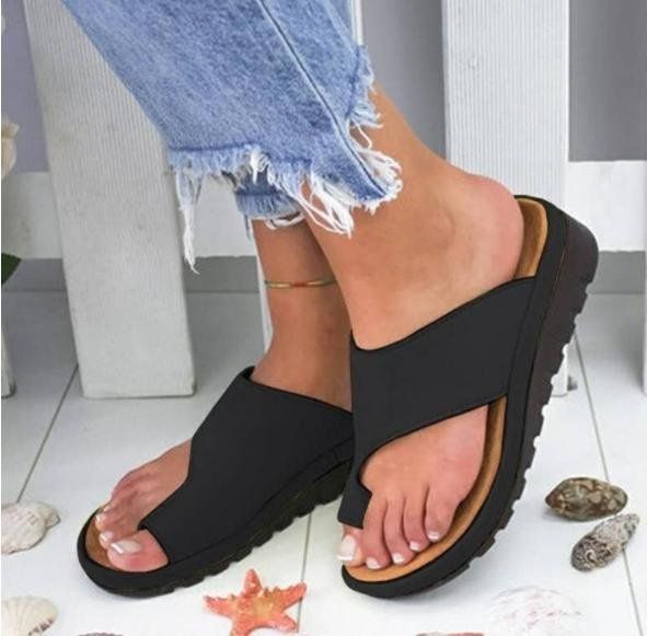 Große Sandalen für Damen mit Keilabsatz und dicker Zehenpartie auf Lager_voghion.com