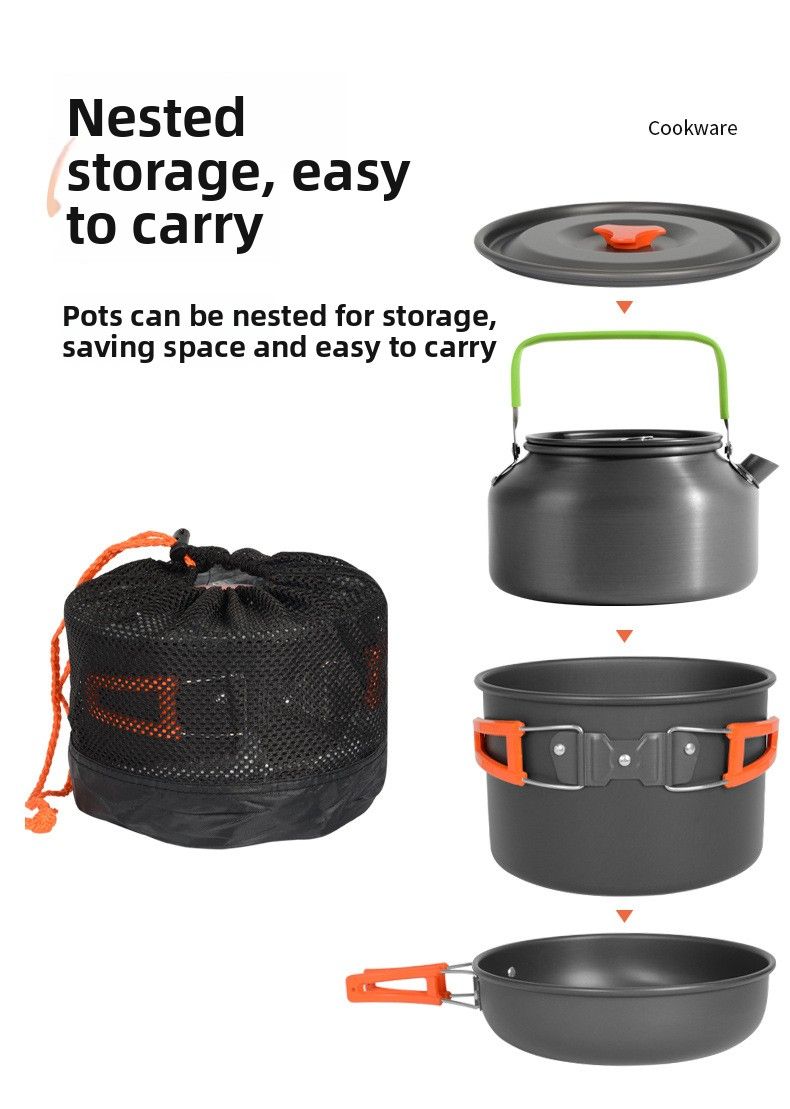 Hot-selling Outdoor For 2-3 People, Aluminum Oxide Non-stick Camping Cookware Portable Set_voghion.com