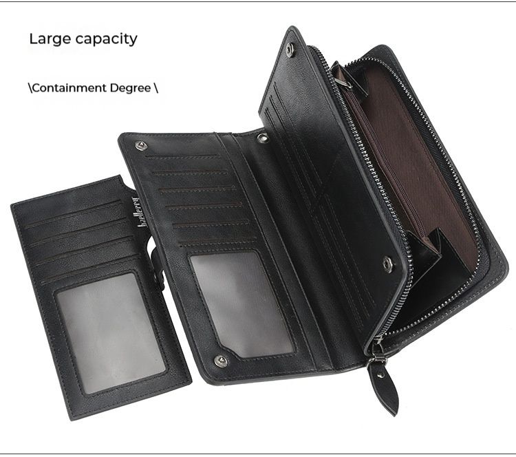 BAELLERRY Retro-Geldbörse für Herren im europäischen und amerikanischen Stil, lange Geldbörse für Herren, multifunktionale Handytasche, Business-Clutch für Herren in den Größen 35 – 55._voghion.com