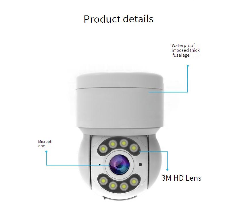Smart WiFi Security Camera - 360° PTZ Outdoor Waterproof Home Surveillance System With Night Vision & Motion Detection_voghion.com