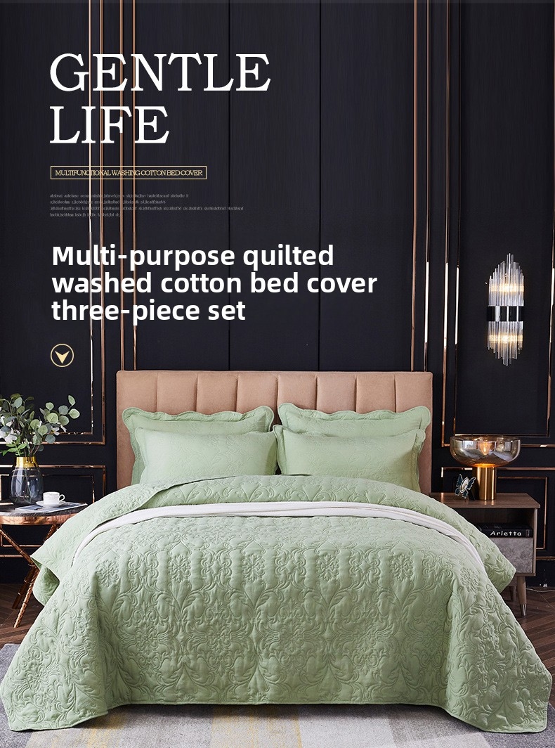 Premium Washed Cotton Quilted Bedspread Set - 3 Piece Reversible & Machine Washable Bedding Collection_voghion.com