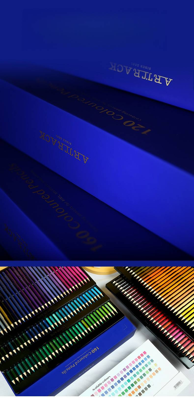 Conjunto de lápis de cor à base de óleo 160/120/72 cores para artistas e estudantes - Qualidade premium, cores vibrantes, mistura suave - Ideal para esboços_voghion.com