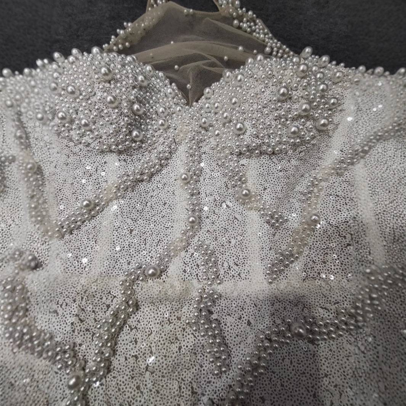 Elegant Beaded Mermaid Evening Gown With Deep V-Neck For Weddings, Parties & Special Occasions_voghion.com