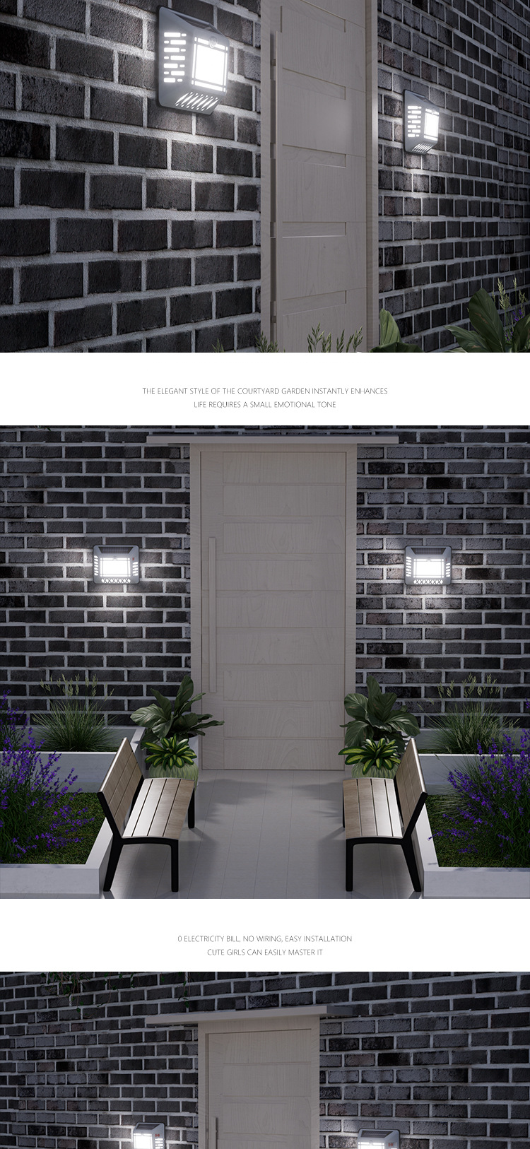 Zonne-wandlamp met afstandsbediening en bewegingssensor, waterdichte buitenverlichting voor terras, tuin en balkon, LED-wandlamp op zonne-energie_voghion.com