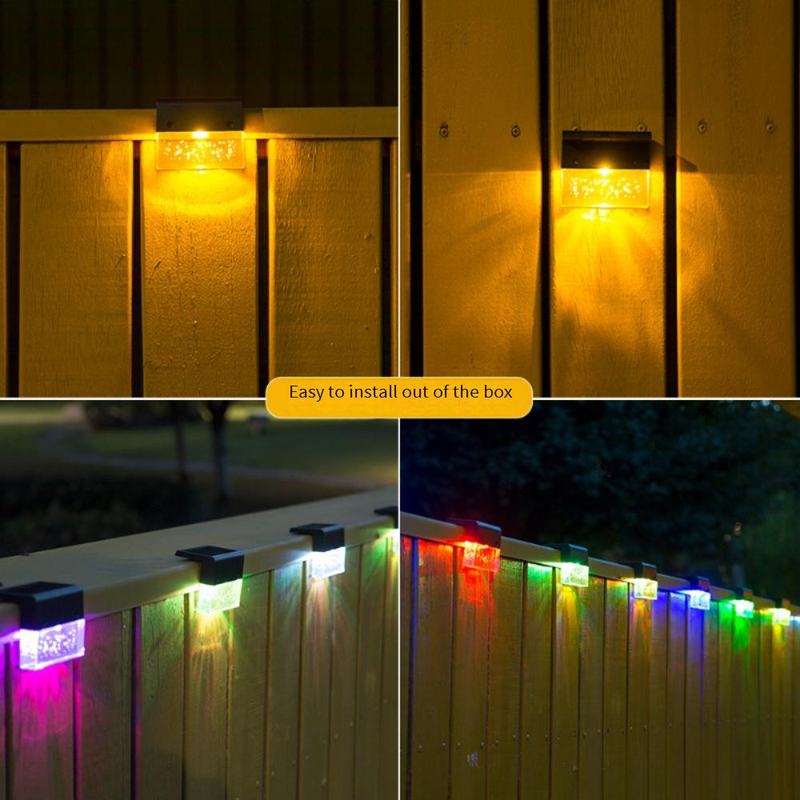 Luci solari per gradini da esterno, luci LED impermeabili per scale, recinzioni, vialetti, giardino, patio, bianco caldo e cambio colore._voghion.com