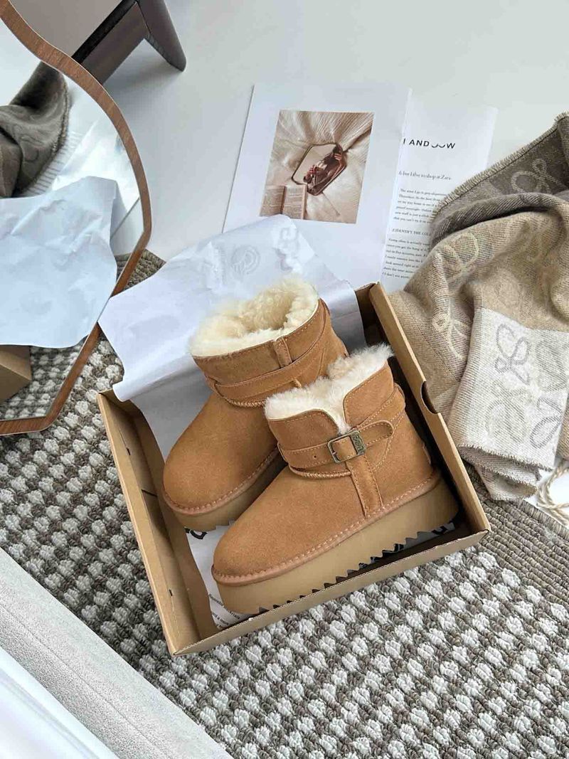 Kostenloser Versand frauen Plattform Anti-Slip Schnee Stiefel 2025 Herbst Winter Neue Design Pelz-Gefüttert Dicke Warme baumwolle Stiefel Braun_voghion.com